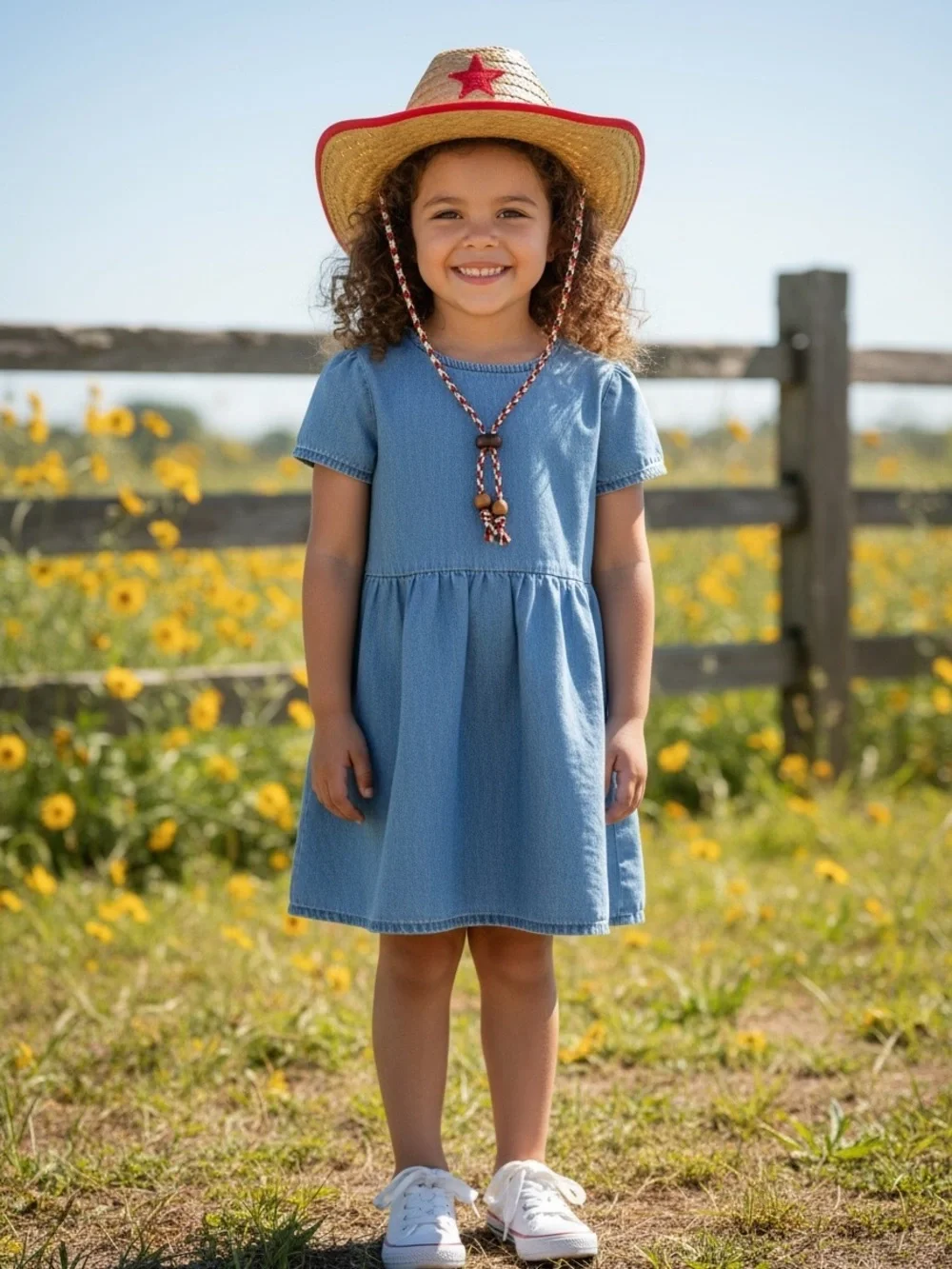 Kids Straw Sheriff Cowboy Hat with Red Trim and Star